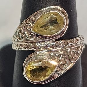 Double Lemon Quartz and Sterling Ring